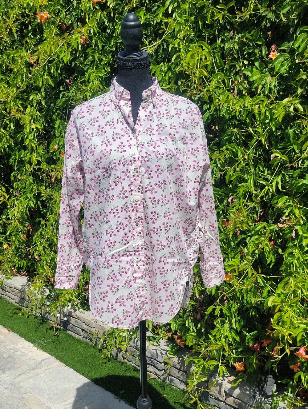 J. Crew 100% Cotton Light Pink Floral Button Down Shirt